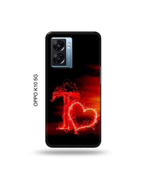 tweakymod designer printed hard case | fire heart letter t back cover compatible with oppo k10 5g - 19054171 - Very Small Image - 1