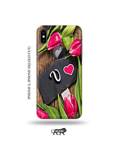flower letter v back cover compatible with iphone x, iphone xs(logo cut) - 19055184 - Very Small Image - 1