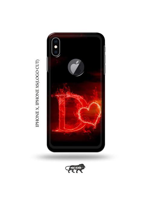 fire heart letter d back cover compatible with iphone x, iphone xs(logo cut) - 19055194 - Very Small Image - 1