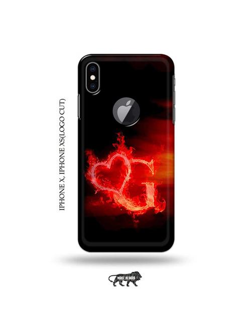 fire heart letter g back cover compatible with iphone x, iphone xs(logo cut) - 19055197 - Very Small Image - 1