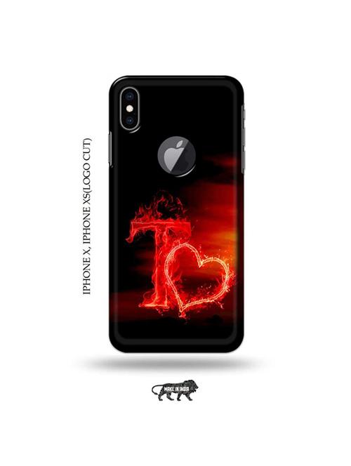 fire heart letter t back cover compatible with iphone x, iphone xs(logo cut) - 19055210 - Very Small Image - 1