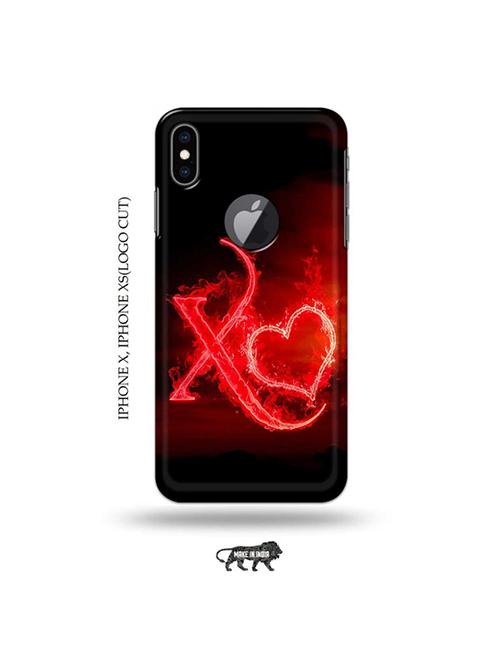 fire heart letter x back cover compatible with iphone x, iphone xs(logo cut) - 19055214 - Very Small Image - 1