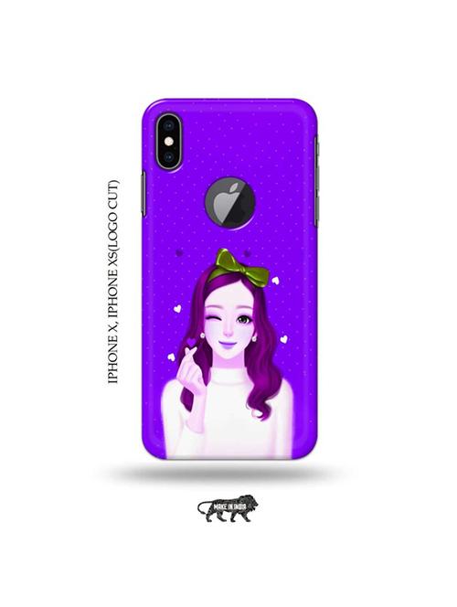 lovely girl purple back cover compatible with iphone x, iphone xs(logo cut) - 19055260 - Very Small Image - 1