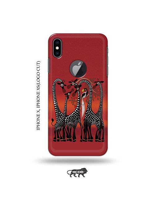 kalankari giraffe back cover compatible with iphone x, iphone xs(logo cut) - 19055335 - Very Small Image - 1