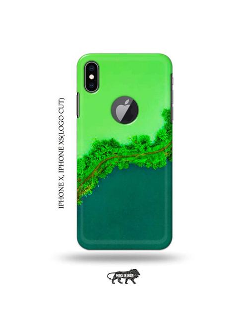 tweakymod designer printed hard case | nature green back cover compatible with iphone x, iphone xs(logo cut) - 19055402 - Very Small Image - 1
