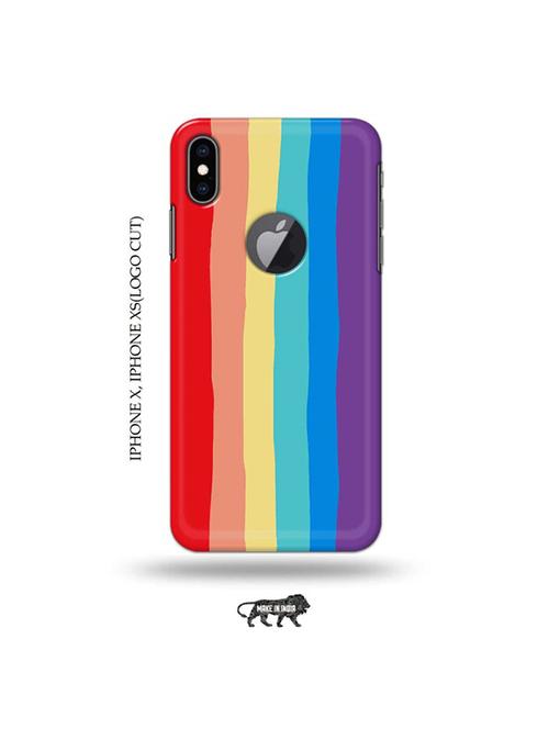 rainbow colour back cover compatible with iphone x, iphone xs(logo cut) - 19055476 - Very Small Image - 1