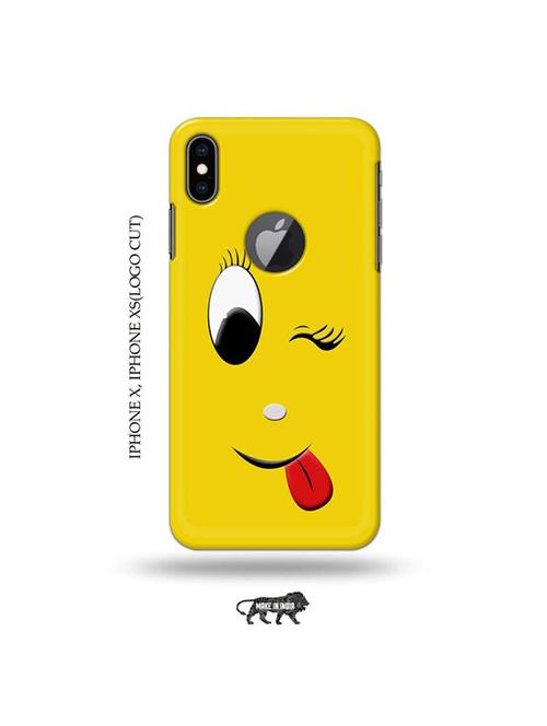 tweakymod designer printed hard case | wink emoji back cover compatible with iphone x, iphone xs(logo cut) - 19055485 - Very Small Image - 1