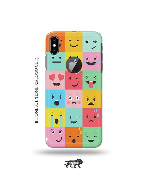 tweakymod designer printed hard case | emojies back cover compatible with iphone x, iphone xs(logo cut) - 19055496 - Very Small Image - 1