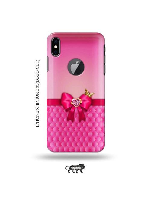 tweakymod designer printed hard case | pink bow back cover compatible with iphone x, iphone xs(logo cut) - 19055546 - Very Small Image - 1