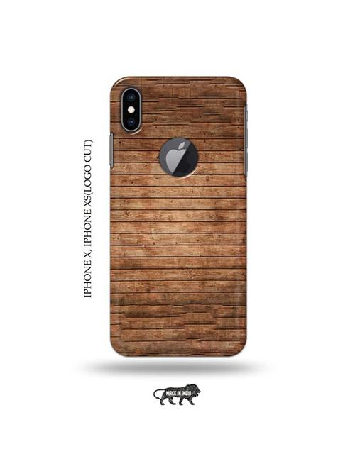 tweakymod designer printed hard case | wooden strips back cover compatible with iphone x, iphone xs(logo cut) - 19055558 - Very Small Image - 1