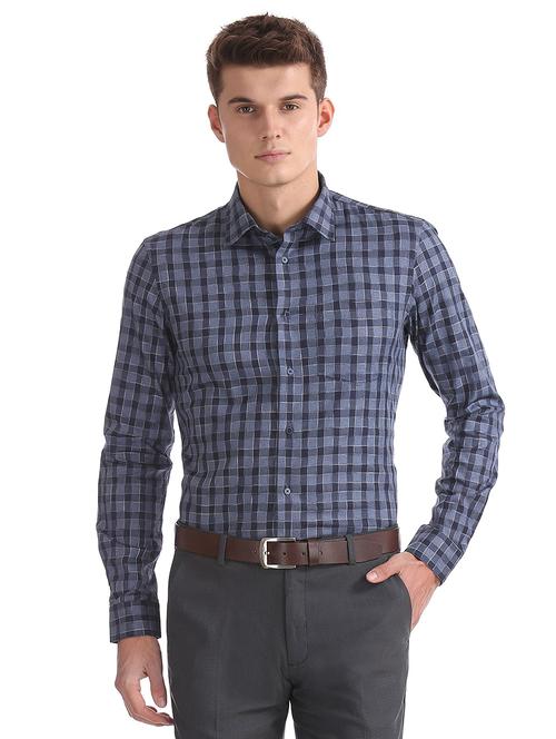 blue cotton casual shirt - 19060154 - Very Small Image - 1