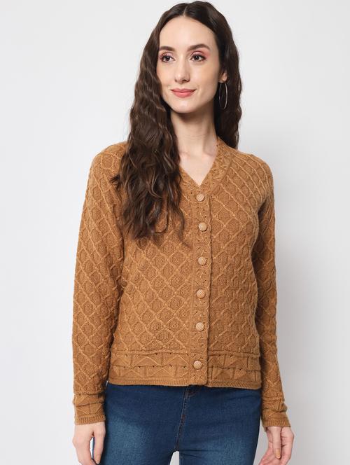 beige solid cardigan - 19064284 - Very Small Image - 1