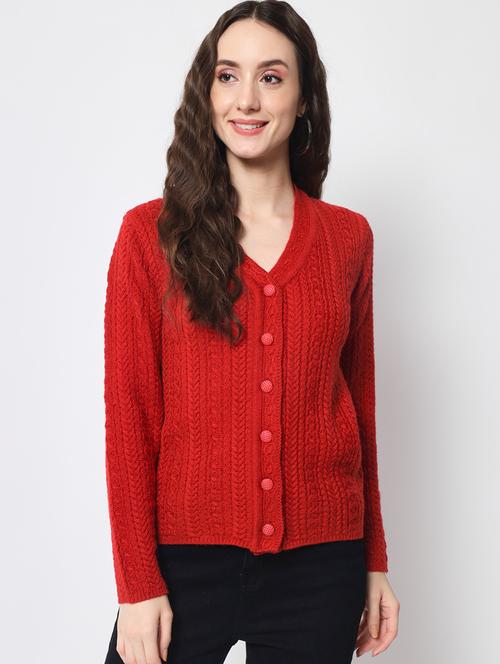 red solid cardigan - 19064317 - Very Small Image - 1