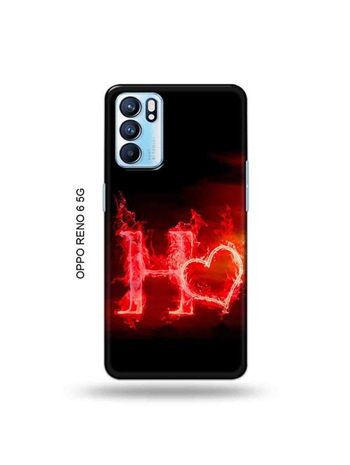 fire heart letter h back cover compatible with oppo reno 6 5g - 19065781 - Very Small Image - 1