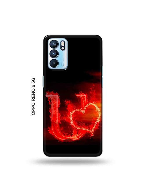fire heart letter u back cover compatible with oppo reno 6 5g - 19065794 - Very Small Image - 1