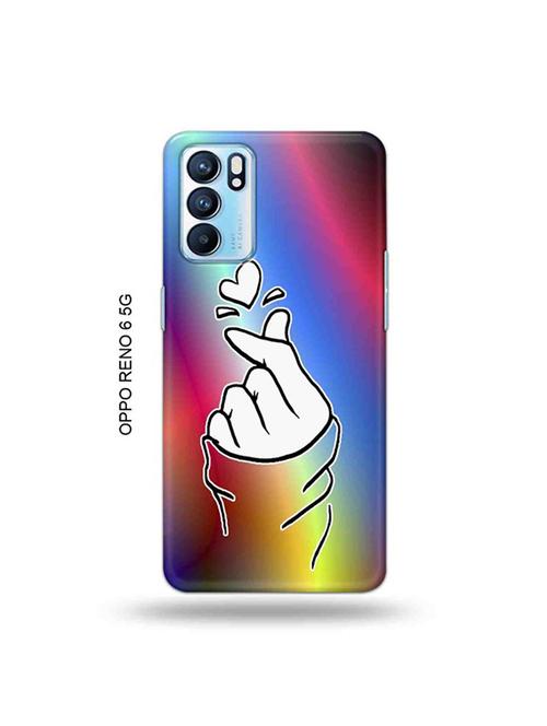 korean heart gesture multicolour back cover compatible with oppo reno 6 5g - 19066062 - Very Small Image - 1