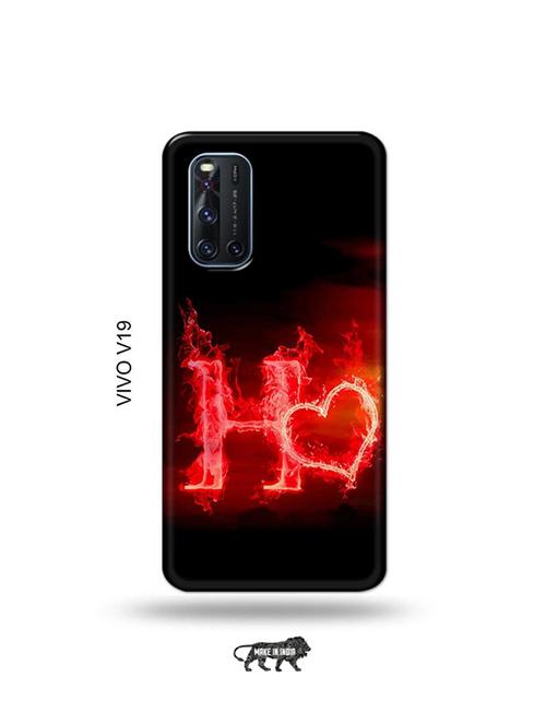 fire heart letter h back cover compatible with vivo v19 - 19066851 - Very Small Image - 1