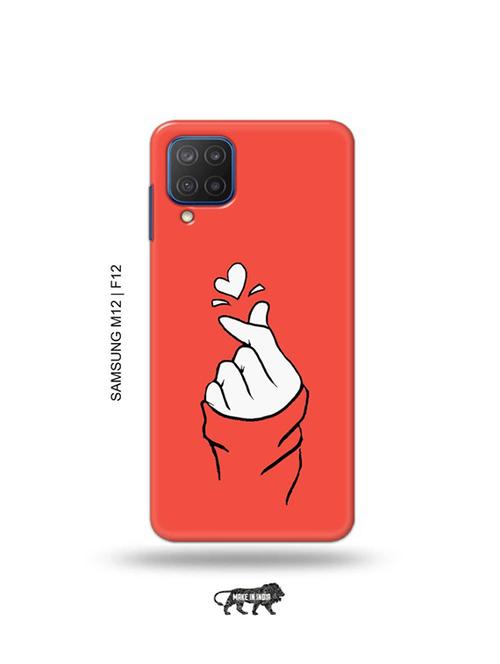 korean heart gesture pink back cover compatible with samsung m12, samsung f12 - 19068144 - Very Small Image - 1