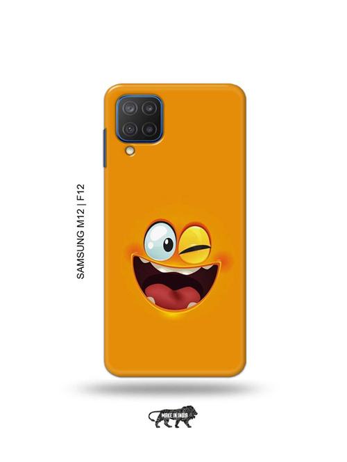 funny face orange back cover compatible with samsung m12, samsung f12 - 19068177 - Very Small Image - 1