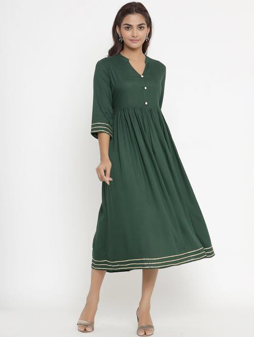 green solid anarkali kurta - 19070592 - Very Small Image - 1