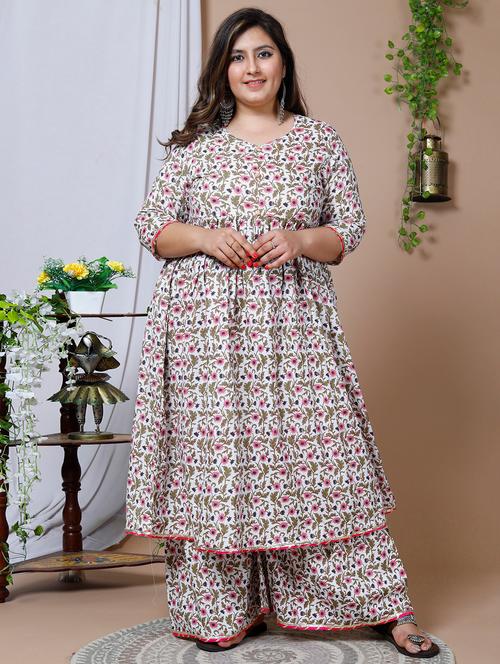 pink cotton kurta sharara set - 19070635 - Very Small Image - 1