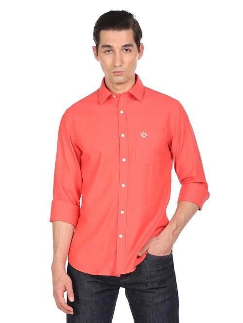 orange solid casual shirt - 19071743 - Very Small Image - 1