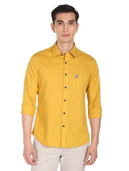 ochre tailored fit pure cotton casual shirt - 19071766 - Very Small Image - 1