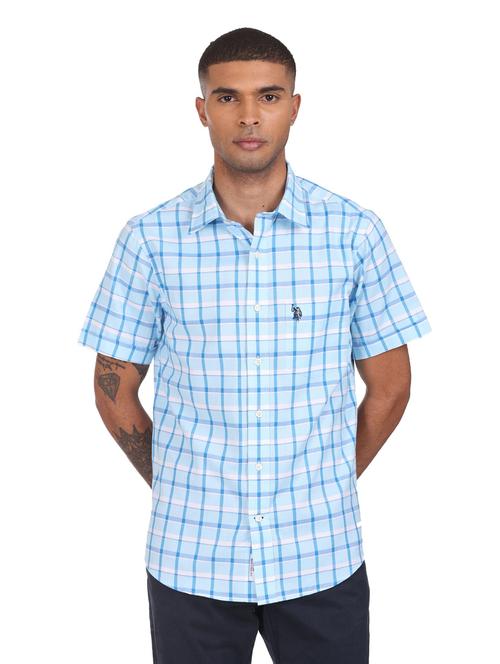 aqua short sleeve check casual shirt - 19072454 - Very Small Image - 1