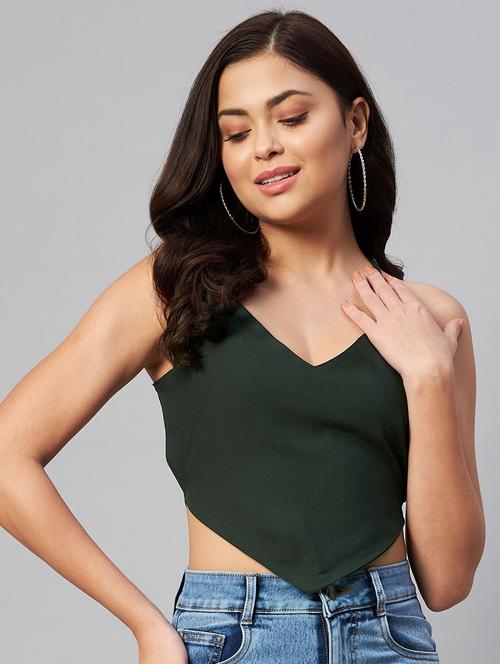 women's crop v neck top - 19077675 - Very Small Image - 1