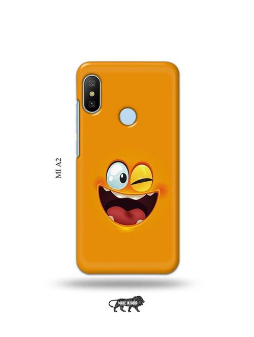 tweakymod designer printed hard case | funny face orange back cover compatible with mi a2 - 19077788 - Very Small Image - 1