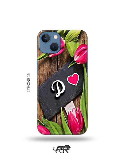 tweakymod designer printed hard case | flower letter d back cover compatible with iphone 13 - 19078000 - Very Small Image - 1