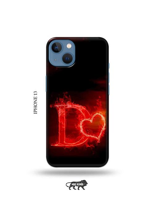 fire heart letter d back cover compatible with iphone 13 - 19078028 - Very Small Image - 1