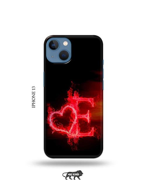 tweakymod designer printed hard case | fire heart letter e back cover compatible with iphone 13 - 19078029 - Very Small Image - 1