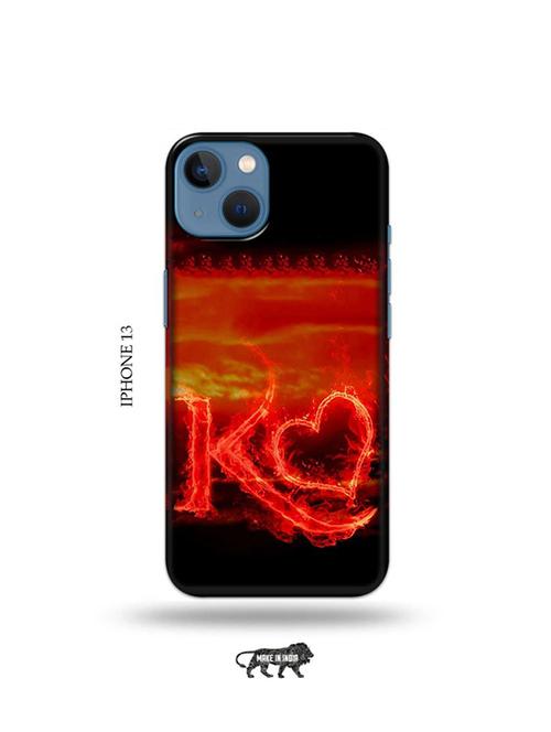 tweakymod designer printed hard case | fire heart letter k back cover compatible with iphone 13 - 19078035 - Very Small Image - 1