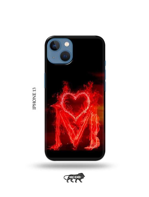 tweakymod designer printed hard case | fire heart letter m back cover compatible with iphone 13 - 19078037 - Very Small Image - 1