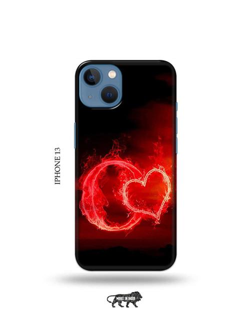 tweakymod designer printed hard case | fire heart letter o back cover compatible with iphone 13 - 19078039 - Very Small Image - 1