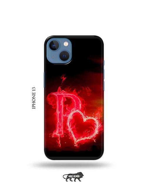 fire heart letter p back cover compatible with iphone 13 - 19078040 - Very Small Image - 1
