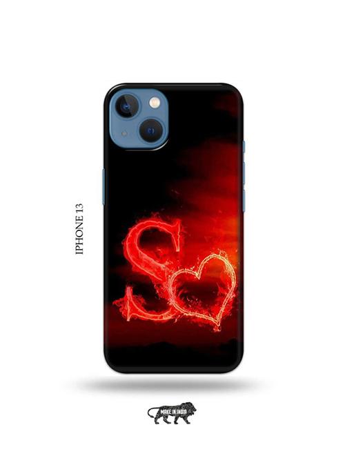 tweakymod designer printed hard case | fire heart letter s back cover compatible with iphone 13 - 19078043 - Very Small Image - 1