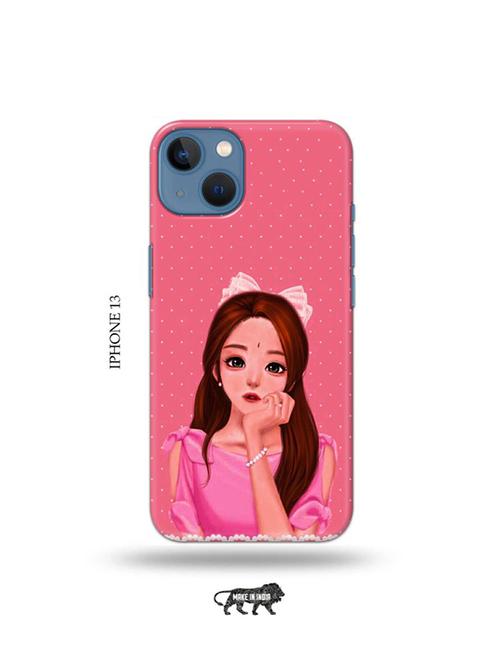 tweakymod designer printed hard case | pink girl back cover compatible with iphone 13 - 19078095 - Very Small Image - 1
