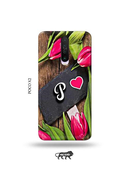 tweakymod designer printed hard case | flower letter p back cover compatible with poco x2 - 19078575 - Very Small Image - 1