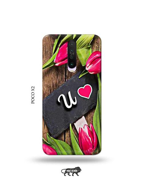 tweakymod designer printed hard case | flower letter u back cover compatible with poco x2 - 19078582 - Very Small Image - 1