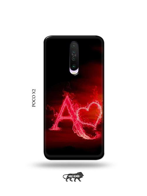 tweakymod designer printed hard case | fire heart letter a back cover compatible with poco x2 - 19078594 - Very Small Image - 1