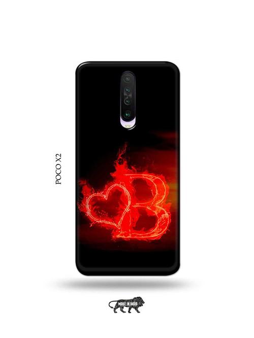 tweakymod designer printed hard case | fire heart letter b back cover compatible with poco x2 - 19078596 - Very Small Image - 1