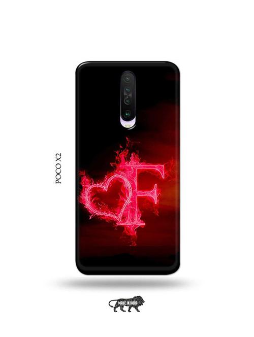 tweakymod designer printed hard case | fire heart letter f back cover compatible with poco x2 - 19078601 - Very Small Image - 1