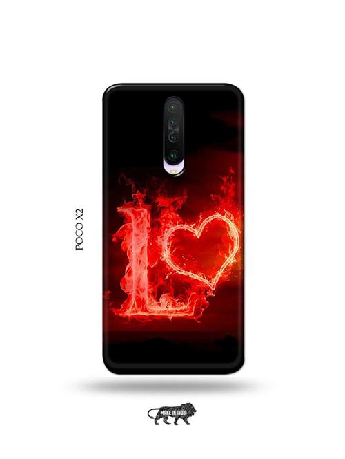 tweakymod designer printed hard case | fire heart letter l back cover compatible with poco x2 - 19078611 - Very Small Image - 1