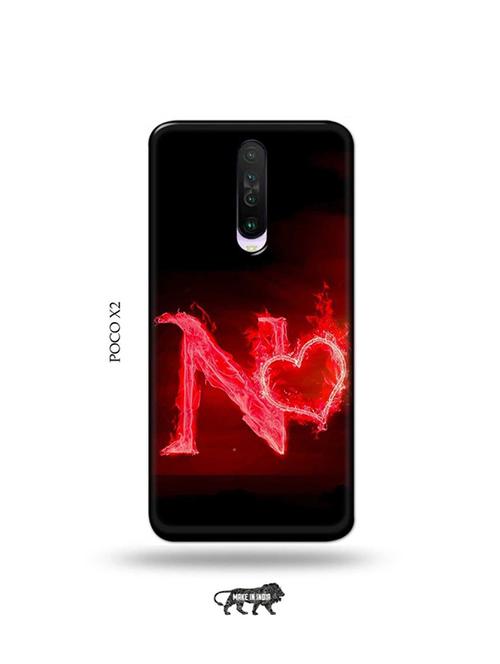 tweakymod designer printed hard case | fire heart letter n back cover compatible with poco x2 - 19078614 - Very Small Image - 1