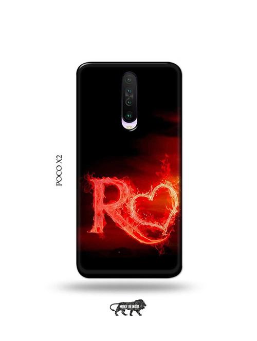 tweakymod designer printed hard case | fire heart letter r back cover compatible with poco x2 - 19078618 - Very Small Image - 1
