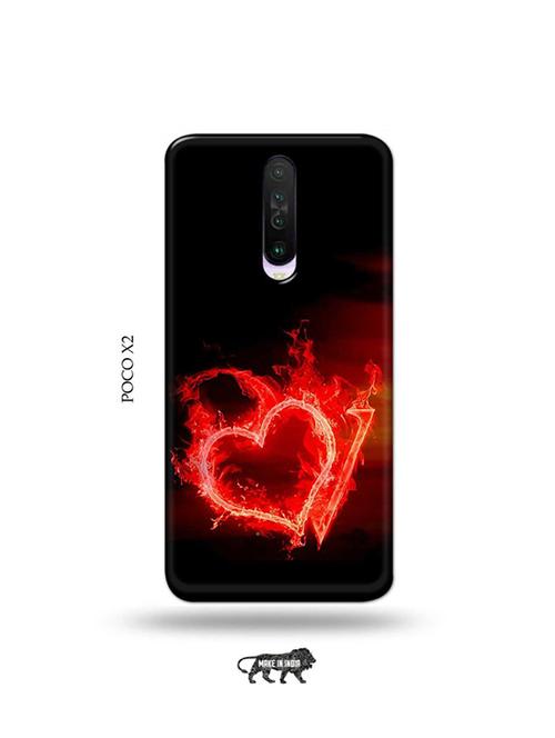 tweakymod designer printed hard case | fire heart letter v back cover compatible with poco x2 - 19078622 - Very Small Image - 1