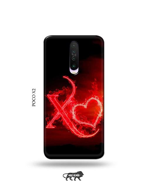 tweakymod designer printed hard case | fire heart letter x back cover compatible with poco x2 - 19078624 - Very Small Image - 1
