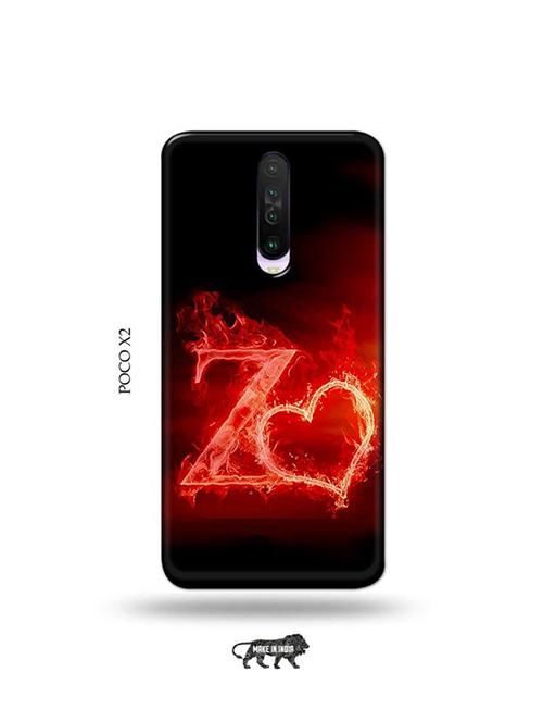 tweakymod designer printed hard case | fire heart letter z back cover compatible with poco x2 - 19078626 - Very Small Image - 1